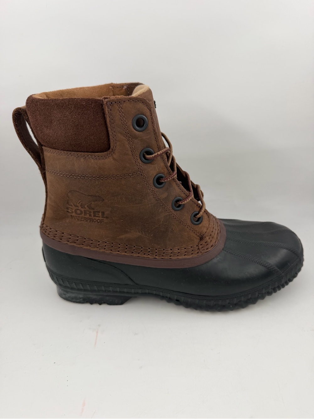 Sorel Men’s Cheyanne II - SZ 8- Brown Leather Waterproof Lace-Up Duck Boots